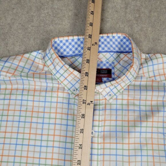 Johnston & Murphy XC4 Shirt Mens XL Blue Plaid Button Down Long Sleeve - Picture 4 of 7